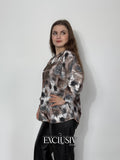 Bluza "Savage Elegance no.4" cu Animal Print Albastru